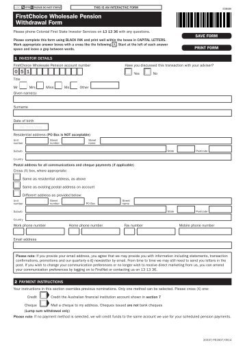 FirstChoice Wholesale Pension - Colonial First State