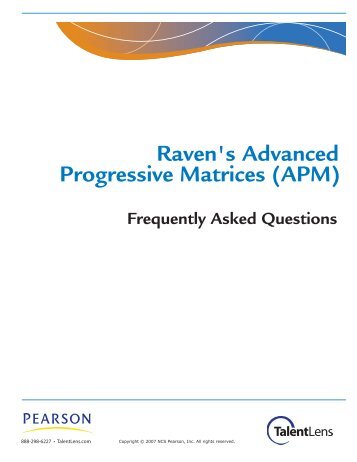 Raven's Advanced Progressive Matrices (APM) - TalentLens