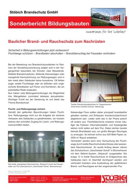 Stöbich Brandschutz GmbH Sonderbericht Bildungsbauten ...