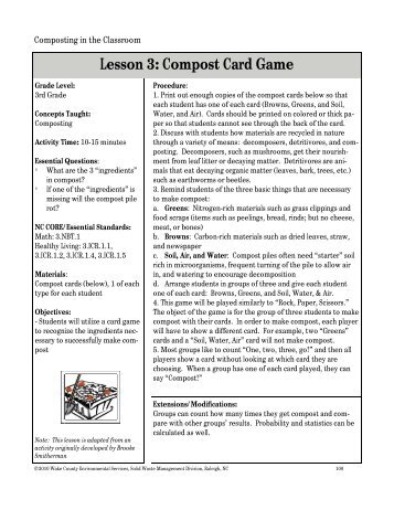 Lesson 3: Compost Card Game - Wake County Government