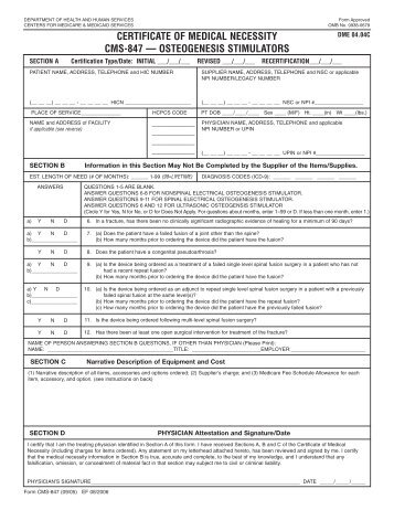 certificate of medical necessity cms-847 â osteogenesis stimulators