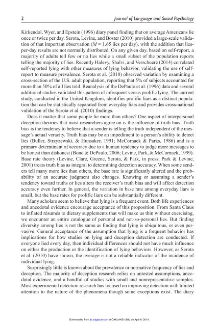 Serota Levine Prolific Liars 2014