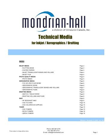 TECHNICAL PRICE LIST - VERSION 10.3 - Unisource