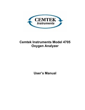 Cemtek Instruments Model 4705 Oxygen Analyzer ... - AMP-Cherokee