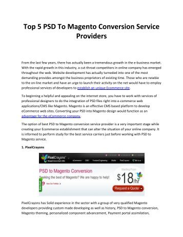 Top 5 PSD To Magento Conversion Service Providers