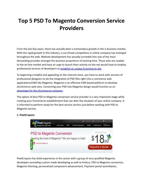 Top 5 PSD To Magento Conversion Service Providers