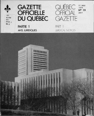 GAZETTE OFFICIELLE DU QUÉBEC GAZETTE - Internal System Error