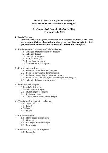 Plano de estudo dirigido da disciplina Introdução ao Processamento ...