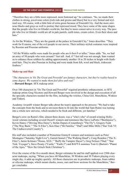OZ THE GREAT AND POWERFUL Production ... - Visual Hollywood
