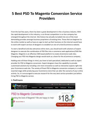 5 Best PSD To Magento Conversion Service Providers