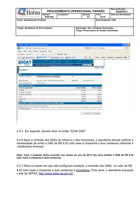 PROCEDIMENTO OPERACIONAL PADRÃO 1 ... - Sefaz Net