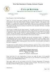 First Time Homebuyers Assistance Program ... - the City of Kenner