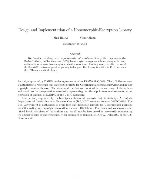 Design and Implementation of a Homomorphic ... - Researcher