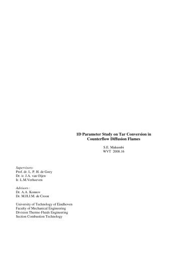 1D parameter study on tar conversion in counterflow diffusion flames