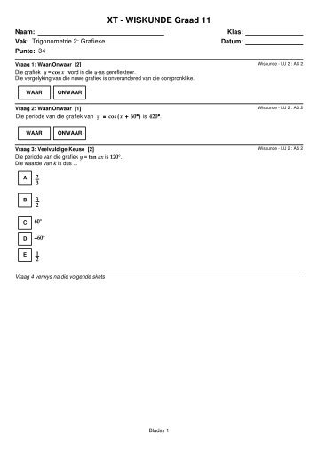 XT - WISKUNDE Graad 11