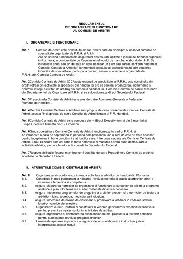 REGULAMENTUL DE ORGANIZARE SI FUNCTIONARE AL ... - Frh