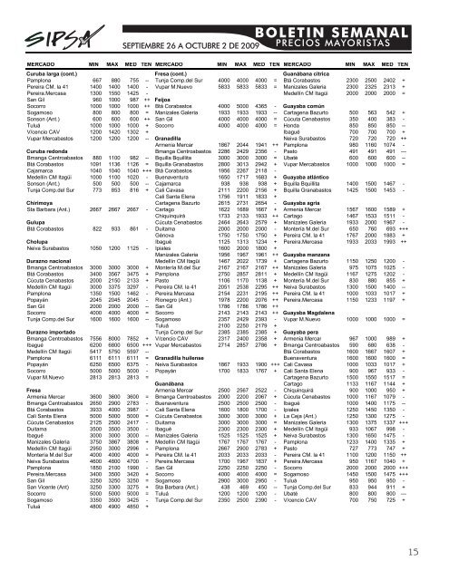 BOLETIN SEMANAL - Agronet