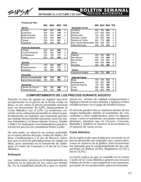 BOLETIN SEMANAL - Agronet