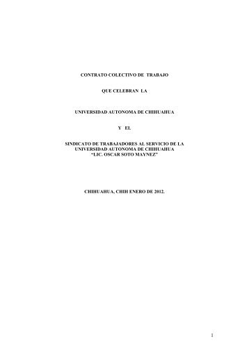 Contrato Colectivo de Trabajo STSUACH 2012 - Transparencia