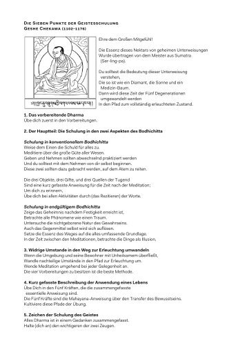 Sieben Punkte der Geistesschulung - Tibetischer Buddhismus im ...