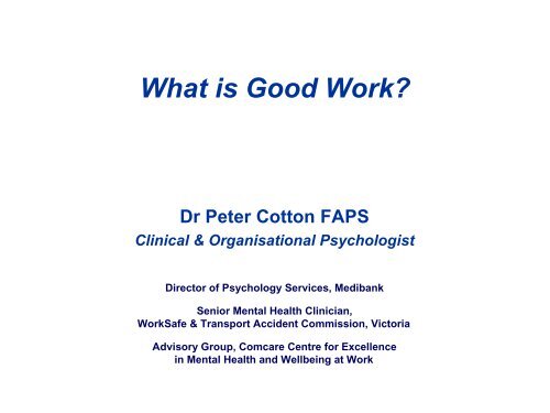 What is Good Work?