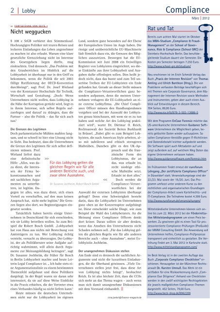 (PDF) | Ausgabe MÃ¤rz 2012 - Compliance