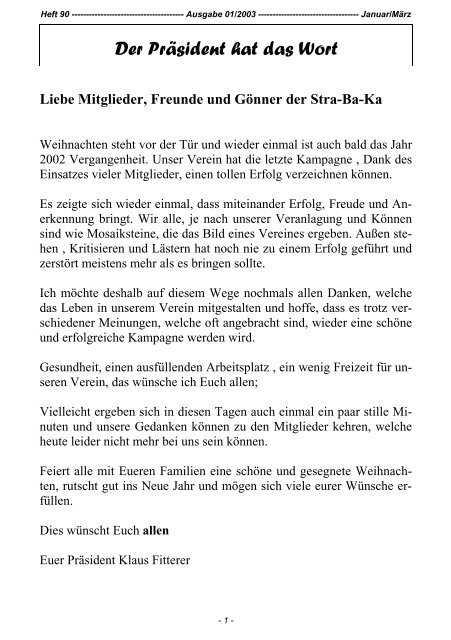 Der Präsident hat das Wort - Stra-Ba-Ka