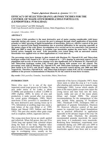 efficacy of selected granular insecticides for the control of maize ...