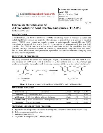 2-Thiobarbituric Acid Reactive Substances - BioNovus Life Sciences