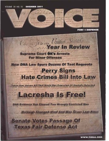 10 DECEMBER 2001 - Voice For The Defense Online