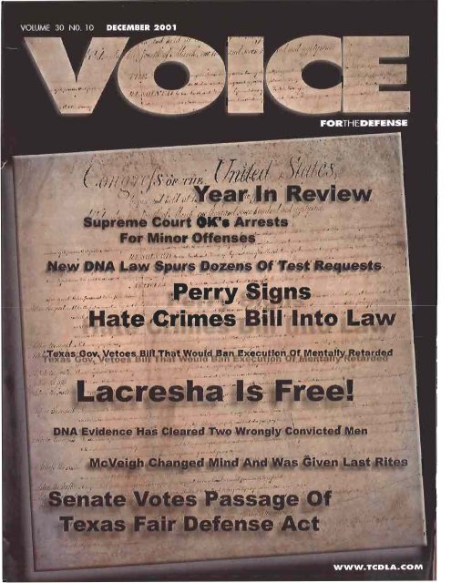 10 DECEMBER 2001 - Voice For The Defense Online