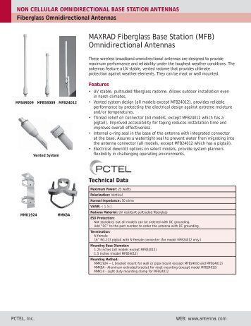 MAXRAD Fiberglass Base Station (MFB) Omnidirectional Antennas