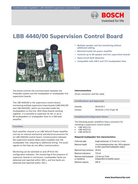 LBB 4440/00 Supervision Control Board - Bosch