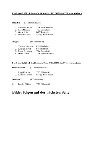2. Kreisranglistenturnier Jugend, Schüler C - Neustadt/Aisch