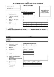 Application Form - Raja Ramanna Centre for Advanced Technology