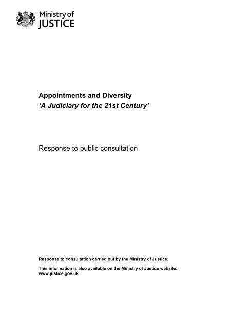 Appointments and Diversity 'A Judiciary for the ... - Ministry of Justice