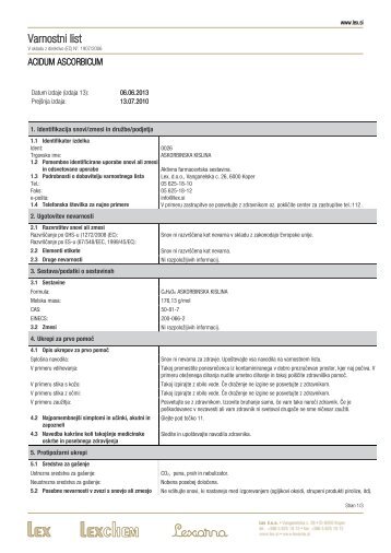 Varnostni list - Lex doo