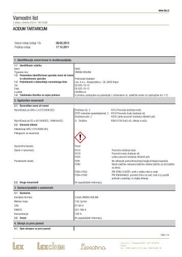 Varnostni list - Lex doo