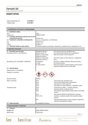 Varnostni list - Lex doo