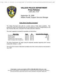 VALLEJO POLICE DEPARTMENT Press Release - First Alarm