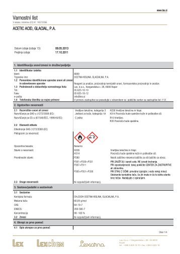 Varnostni list - Lex doo