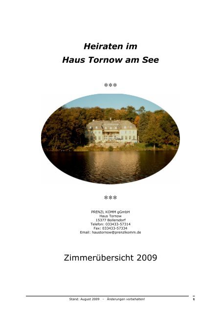 Heiraten Im Haus Tornow Am See Prenzlkomm