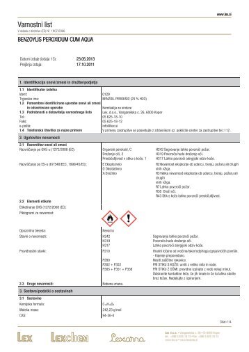 Varnostni list - Lex doo