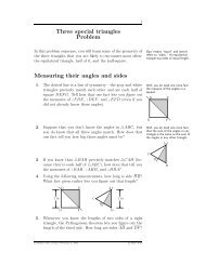 Three special triangles Problem Measuring their angles and sides