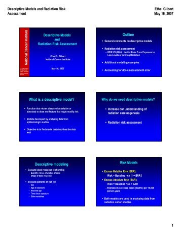 Descriptive modeling - Radiation Epidemiology Course - National ...