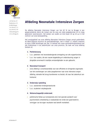 Neonatale Intensieve Zorgen - AZ Sint-Jan Brugge