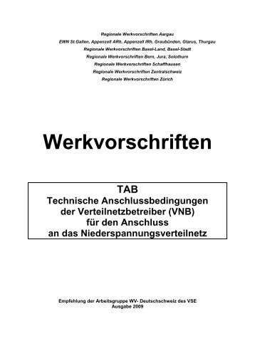 Werkvorschriften - Verband Schweizerischer Elektrizitätsunternehmen