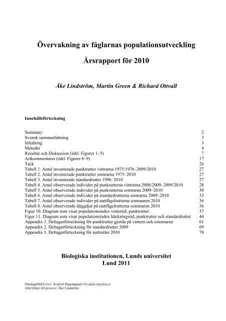 Ãvervakning av fÃ¥glarnas populationsutveckling ... - Forskning