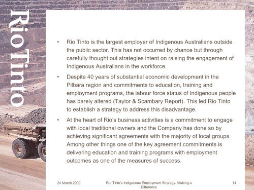 Rio Tinto's Indigenous Employment Strategy - Mid West ...