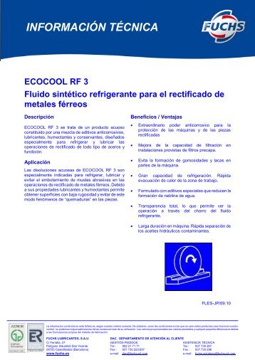 ecocool rf 3 - fuchs lubricantes